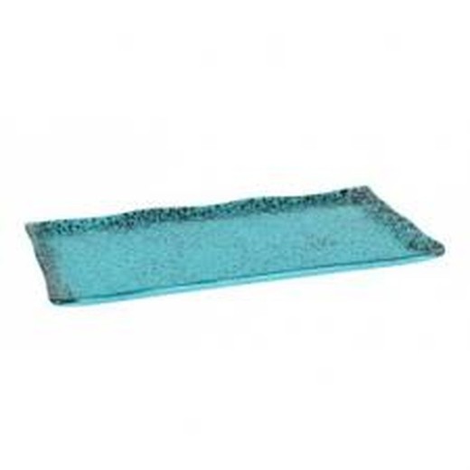 Bandeja / Fuente Ming rectangular de vidrio color turquesa 32x17 cm colección Murano Turquesa