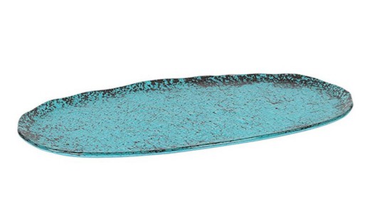 Bandeja / Fuente oval de vidrio color turquesa 32x16 cm colección Murano Turquesa