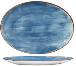 Bandeja / Fuente oval 39cm porcelana vitrificada color Azul