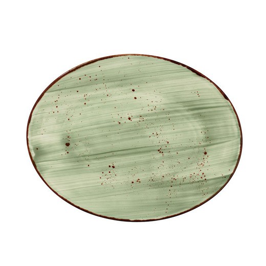Bandeja / Fuente oval porcelana vitrificada color Verde