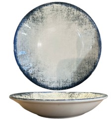 Denim plato hondo porcelana sin ala Ø20 cm color blanco y azul
