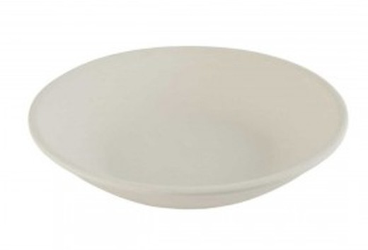 Plato hondo de gres cerámico no poroso color blanco Ø24 cm colección Sensitive Blanco