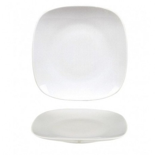 Plato llano pan cuadrado de porcelana reforzada  color blanco 18 cm colección Mimoza