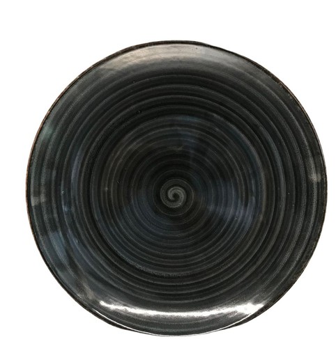 Plato llano postre sin ala de porcelana reforzada color negro Ø21 cm colección EO Antracita