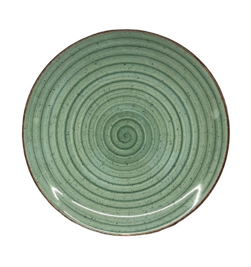 Plato llano sin ala de porcelana reforzada color verde Ø25 cm colección EO Green