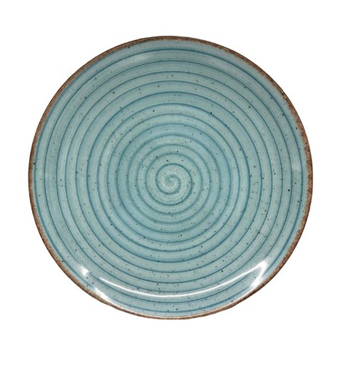 Plato llano son ala de porcelana reforzada color turquesa Ø25 cm colección EO Turquesa