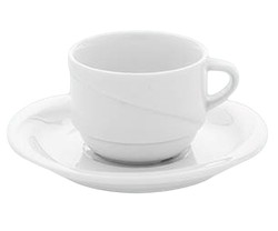 Taza moka con plato de porcelana reforzada color blanco 90 cc colección X-Tanbul