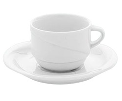 Taza té con plato de porcelana reforzada color blanco 170 cc colección X-Tanbul