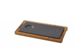 Bandeja / fuente rectang. + Bandeja bambú colección Basalt