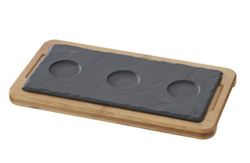 Bandeja / fuente rectang. + Bandeja bambú colección Basalt