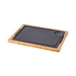 Bandeja / fuente rectang. + Bandeja bambú colección basalt