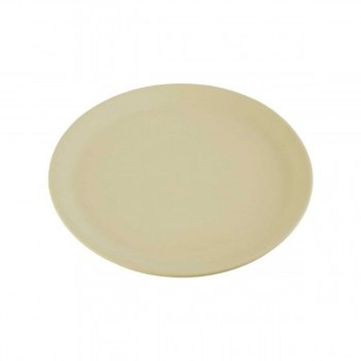 Plato llano de gres cerámico no poroso color crema Ø25 cm colección Sensitive Natural