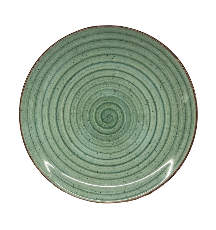Plato llano postre sin ala de porcelana reforzada color verde Ø21 cm  colección EO Green — Equip Vic