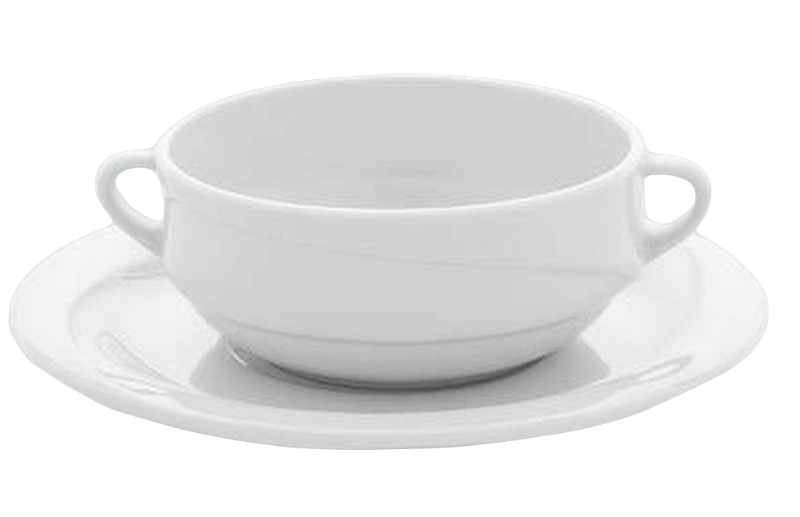 Taza desayuno con plato de porcelana reforzada color blanco 230 cc  colección X-Tanbul — Equip Vic